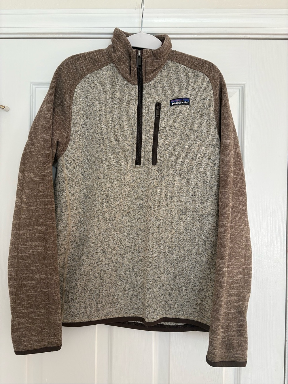 Patagonia Men’s Quarter-Zip Fleece Pullover in Heather Gray and Brown